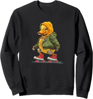 Funny Duck loves skating Shoes Costume for Boys and Girls Sweatshirt