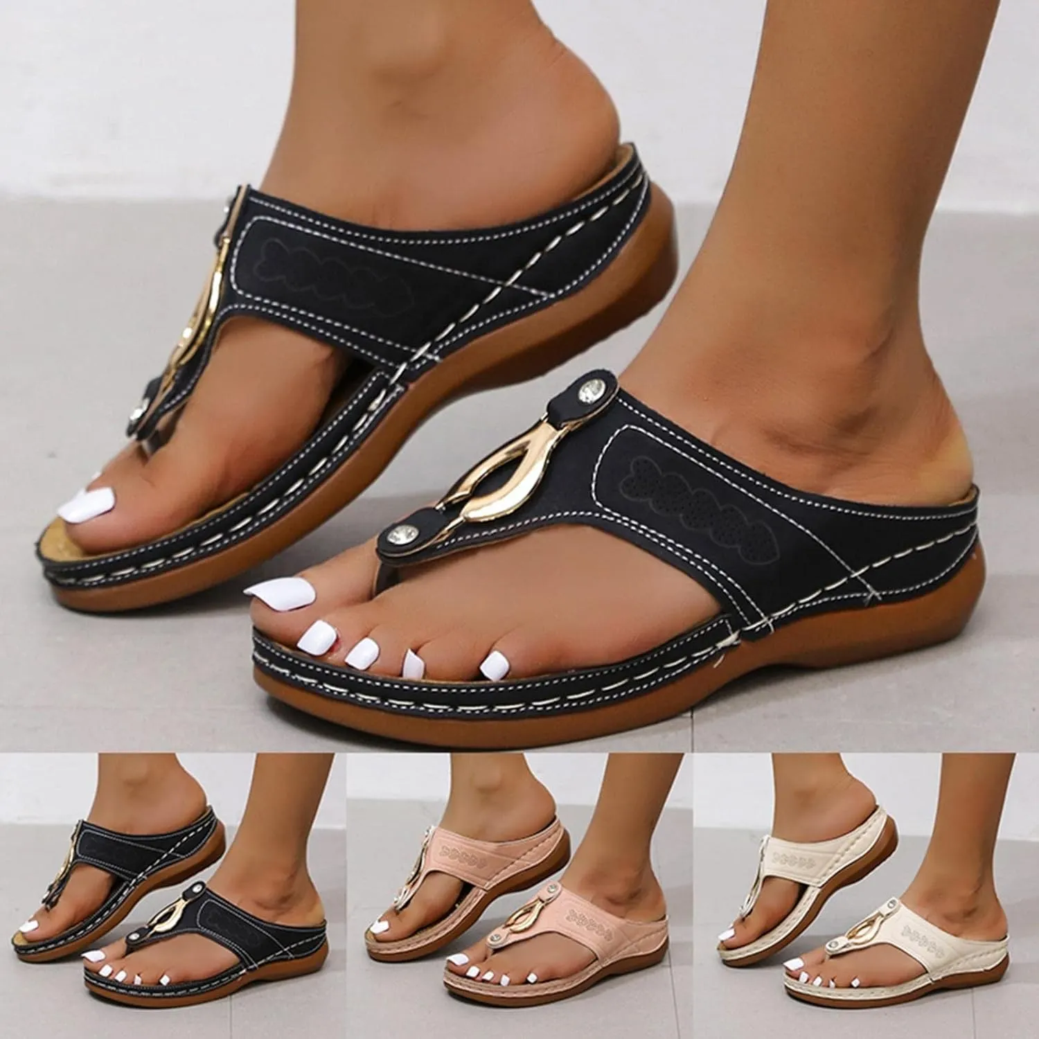 Gibobby Sandals for Women Wide Width,2019 Summer Comfy Platforms Sandals Shoes Beach Travel Shoe Casual Flip Flops Slippers