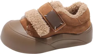 Girls Platform Warm Fuzzy Slip On Sneakers Comfy F??r Lined Non-Slip Fashion Casual Shoes for Winter Outdoor