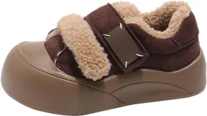 Girls Platform Warm Fuzzy Slip On Sneakers Comfy F??r Lined Non-Slip Fashion Casual Shoes for Winter Outdoor