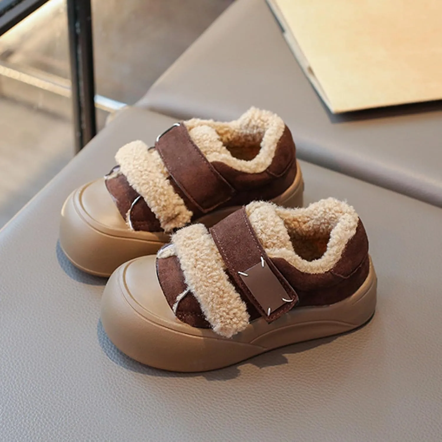 Girls Platform Warm Fuzzy Slip On Sneakers Comfy F??r Lined Non-Slip Fashion Casual Shoes for Winter Outdoor