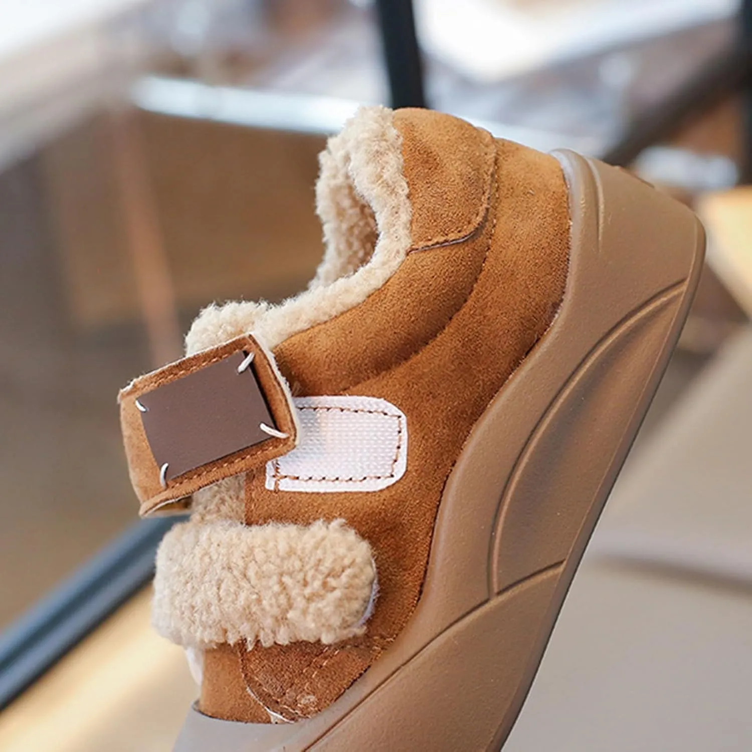 Girls Platform Warm Fuzzy Slip On Sneakers Comfy F??r Lined Non-Slip Fashion Casual Shoes for Winter Outdoor