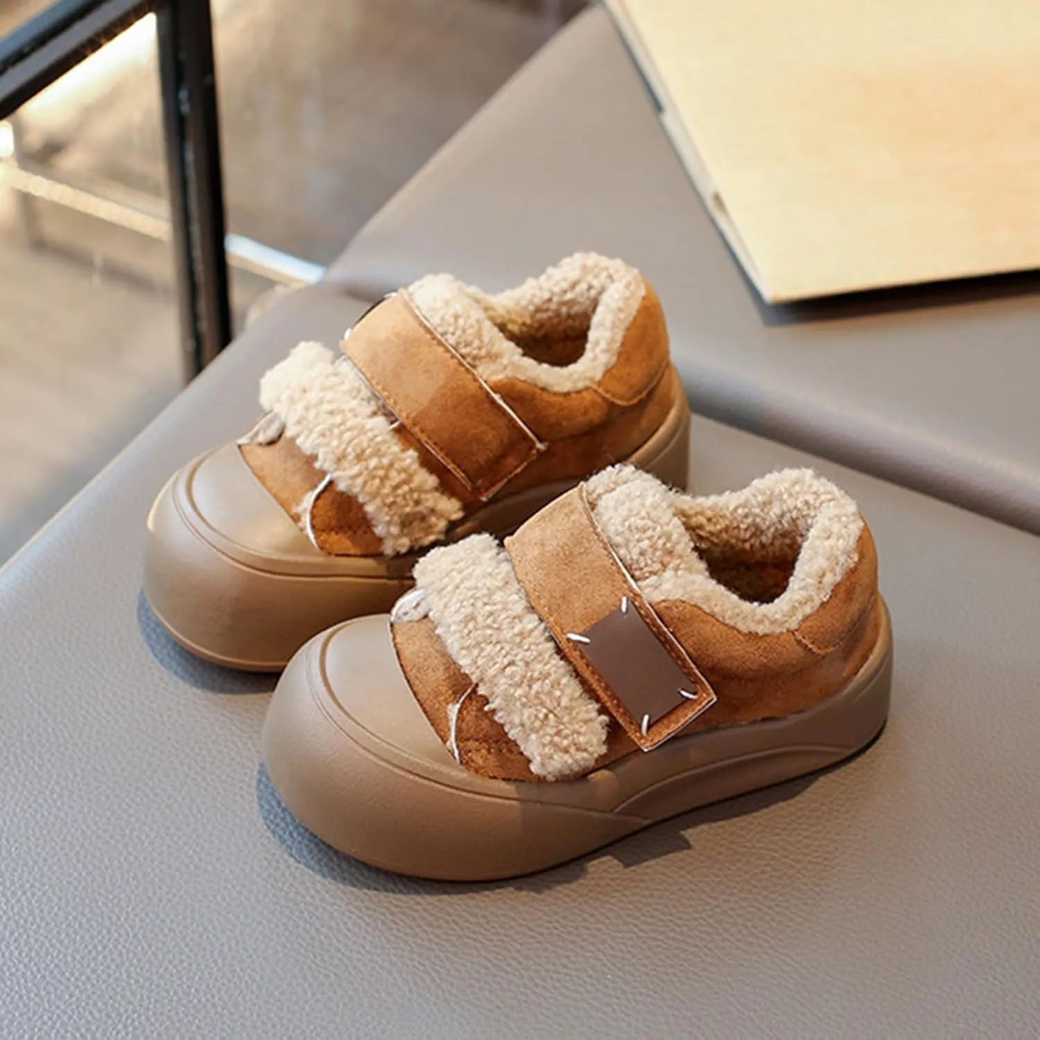 Girls Platform Warm Fuzzy Slip On Sneakers Comfy F??r Lined Non-Slip Fashion Casual Shoes for Winter Outdoor