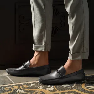 Grey Leather Davos Driving Loafers - AW22