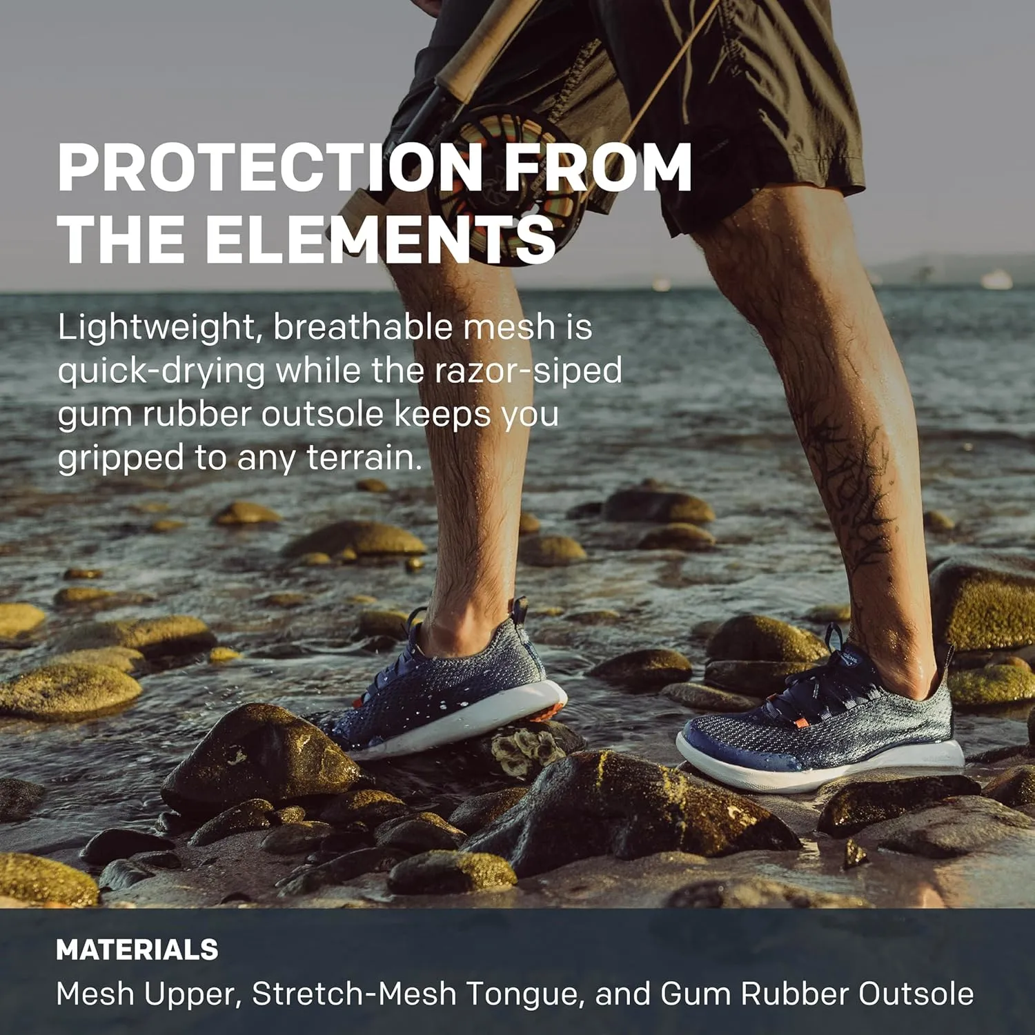 Grundens Mens CrossCurrent Boat Shoe - Lightweight Quick Dry Water Shoes, Barefoot Wear with Slip On/Off Mesh Tongue