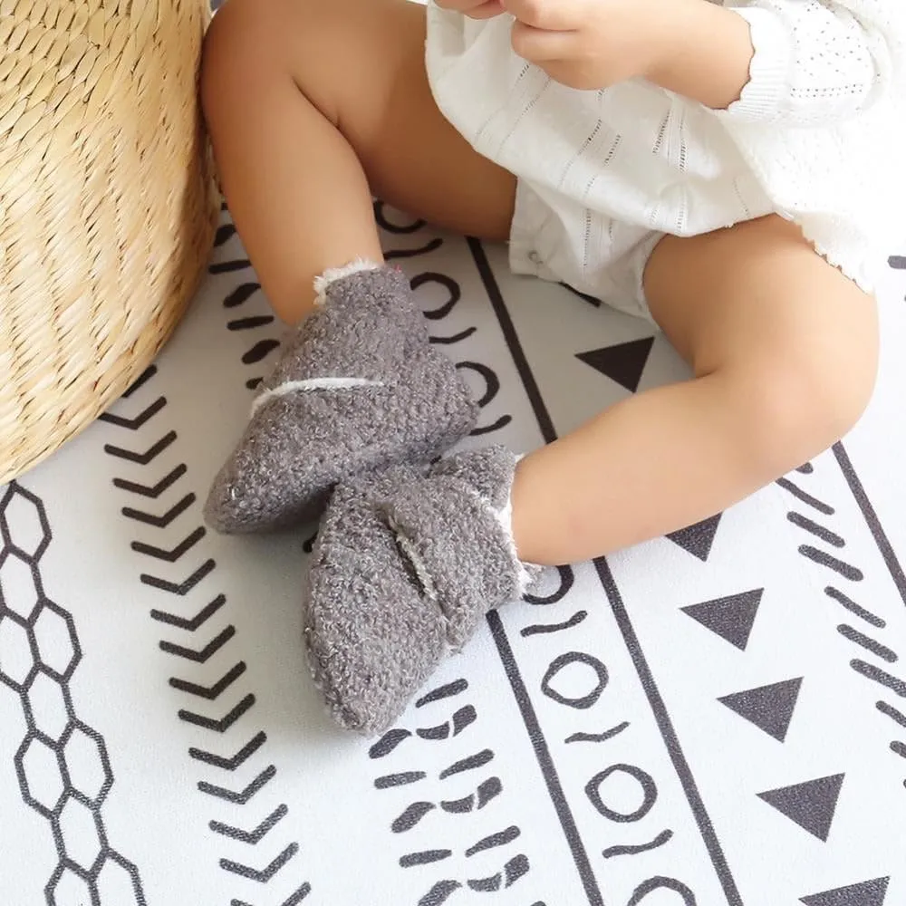 Infant Baby Cozy Fleece Booties Non Slip Soft Sock Shoes Toddler Newborn Boot Boys Girls Easy On Lightweight Boots