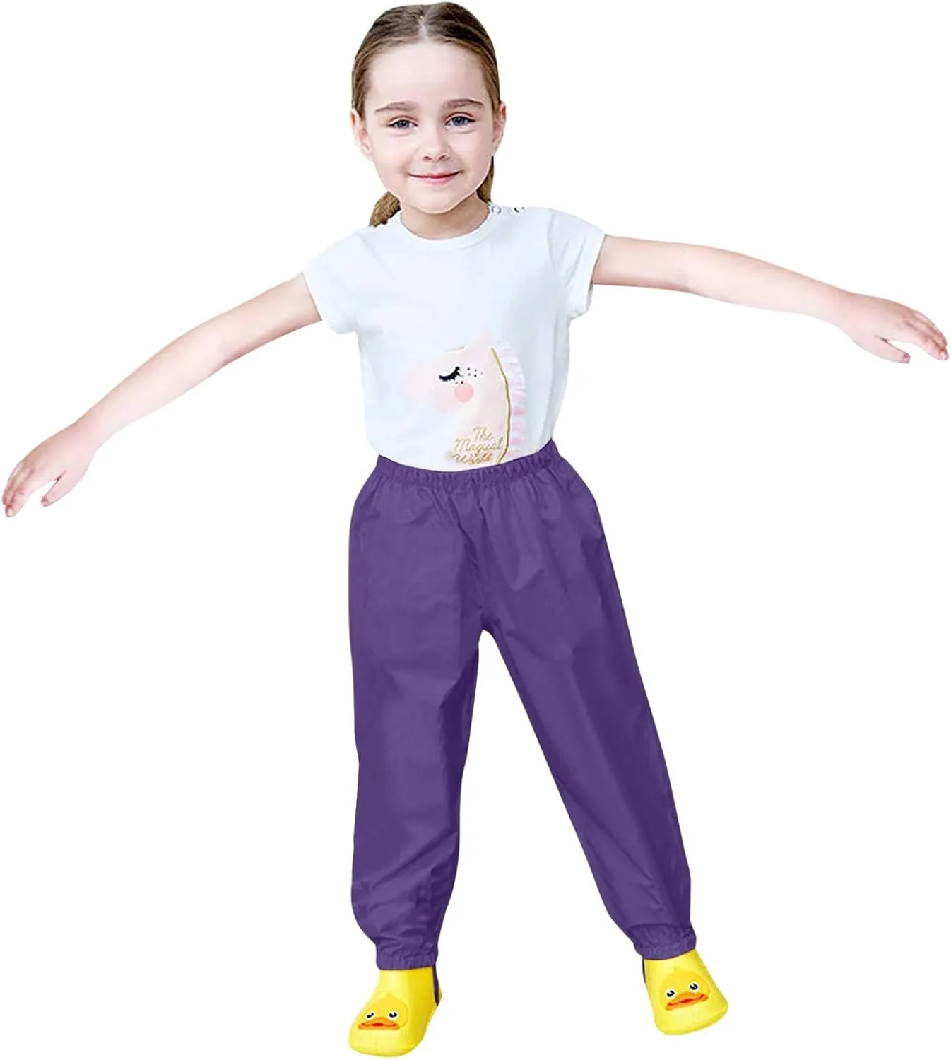 Kids Boys Toddler Girls Waterproof Rain Pant Reflective Lightweight Rainwear Rain Clothes Trousers Mud Romper Jumpsuit