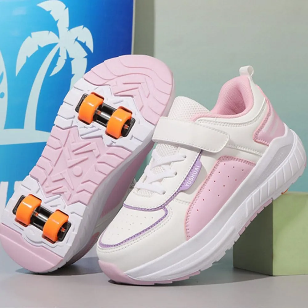 Kids Kids Roller Shoes Boy Girl Sneakers, Outdoor Sport Shoes Sneakers with 4 Wheels Unisex Skateboarding Shoes Retractable Skating Shoes for Children's Park Walking Sports 12 UK Child-4 UK