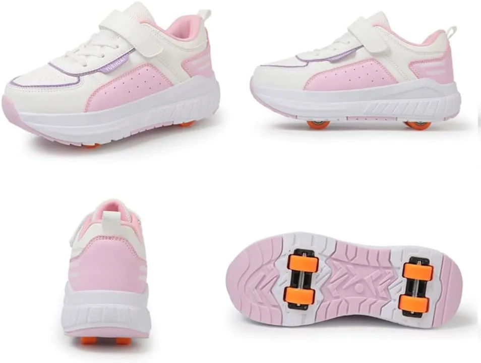 Kids Kids Roller Shoes Boy Girl Sneakers, Outdoor Sport Shoes Sneakers with 4 Wheels Unisex Skateboarding Shoes Retractable Skating Shoes for Children's Park Walking Sports 12 UK Child-4 UK