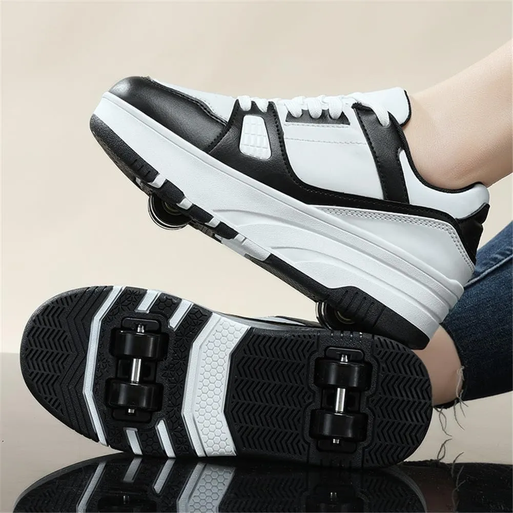Kids Roller Shoes Boy Girl Sneakers, Skateboarding Shoe Outdoor Sport Shoes Sneakers with 4-Wheels Unisex Retractable Skating Shoes for Children's Park Sports Walking Street Style