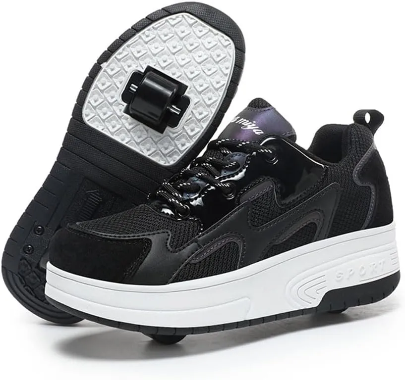 Kids Roller Skate Shoes for Boys & Girls, Outdoor Parkour Shoes with 2 - Wheels Unisex Sport Shoes Retractable Sneakers Shoes for Children's Park Walking Sports