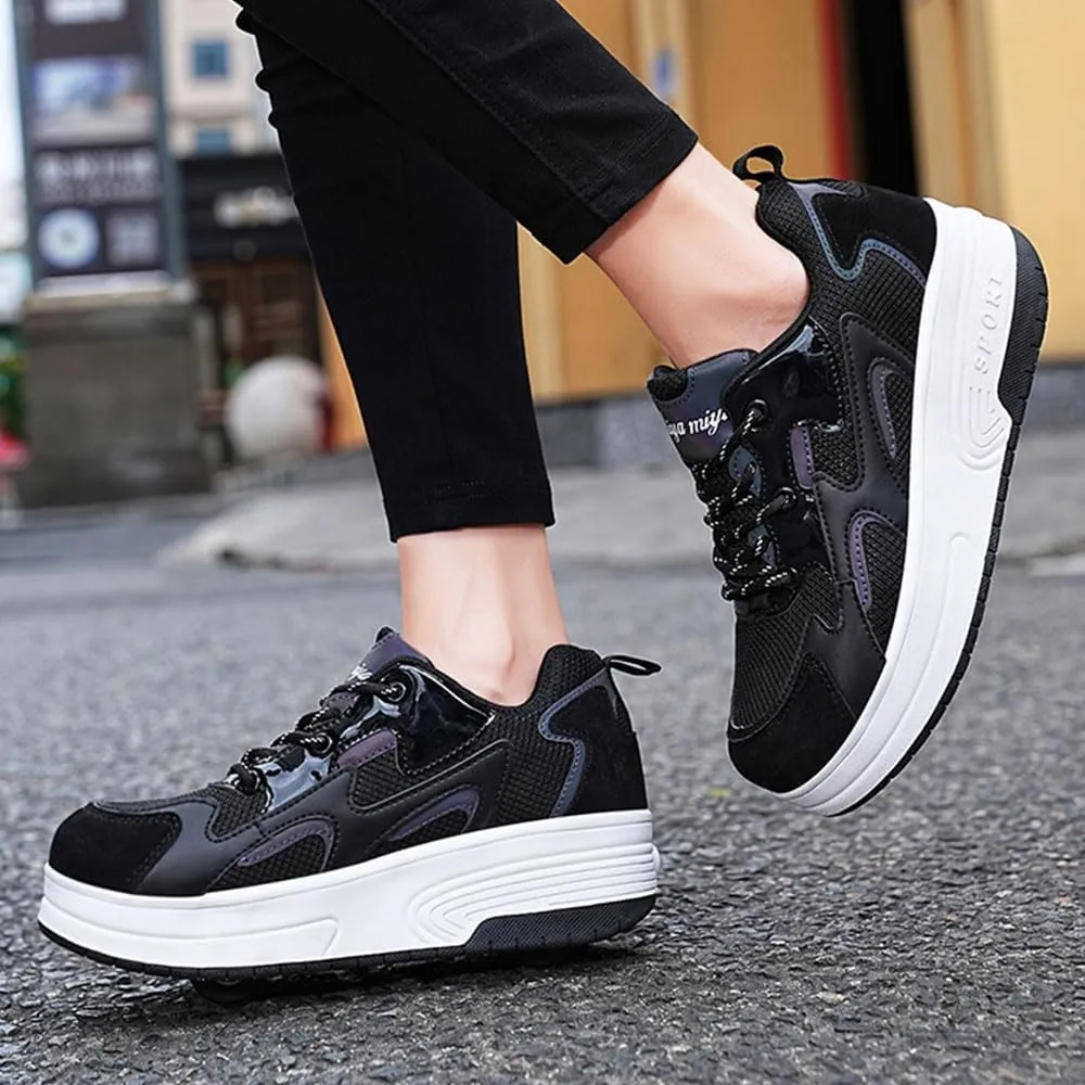 Kids Roller Skate Shoes for Boys & Girls, Outdoor Parkour Shoes with 2 - Wheels Unisex Sport Shoes Retractable Sneakers Shoes for Children's Park Walking Sports
