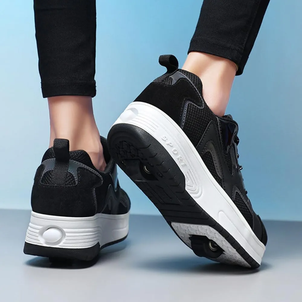 Kids Roller Skate Shoes for Boys & Girls, Outdoor Parkour Shoes with 2 - Wheels Unisex Sport Shoes Retractable Sneakers Shoes for Children's Park Walking Sports