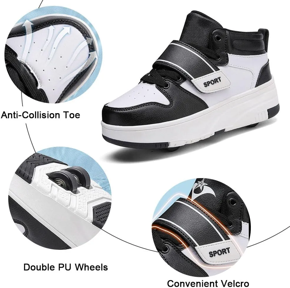 Kids Roller Skate Shoes, Outdoor Sneakers Shoes with 2 Wheels for Boys & Girls - Unisex Sport Shoes Retractable Sneakers Shoes for Birthday Children Show Gift