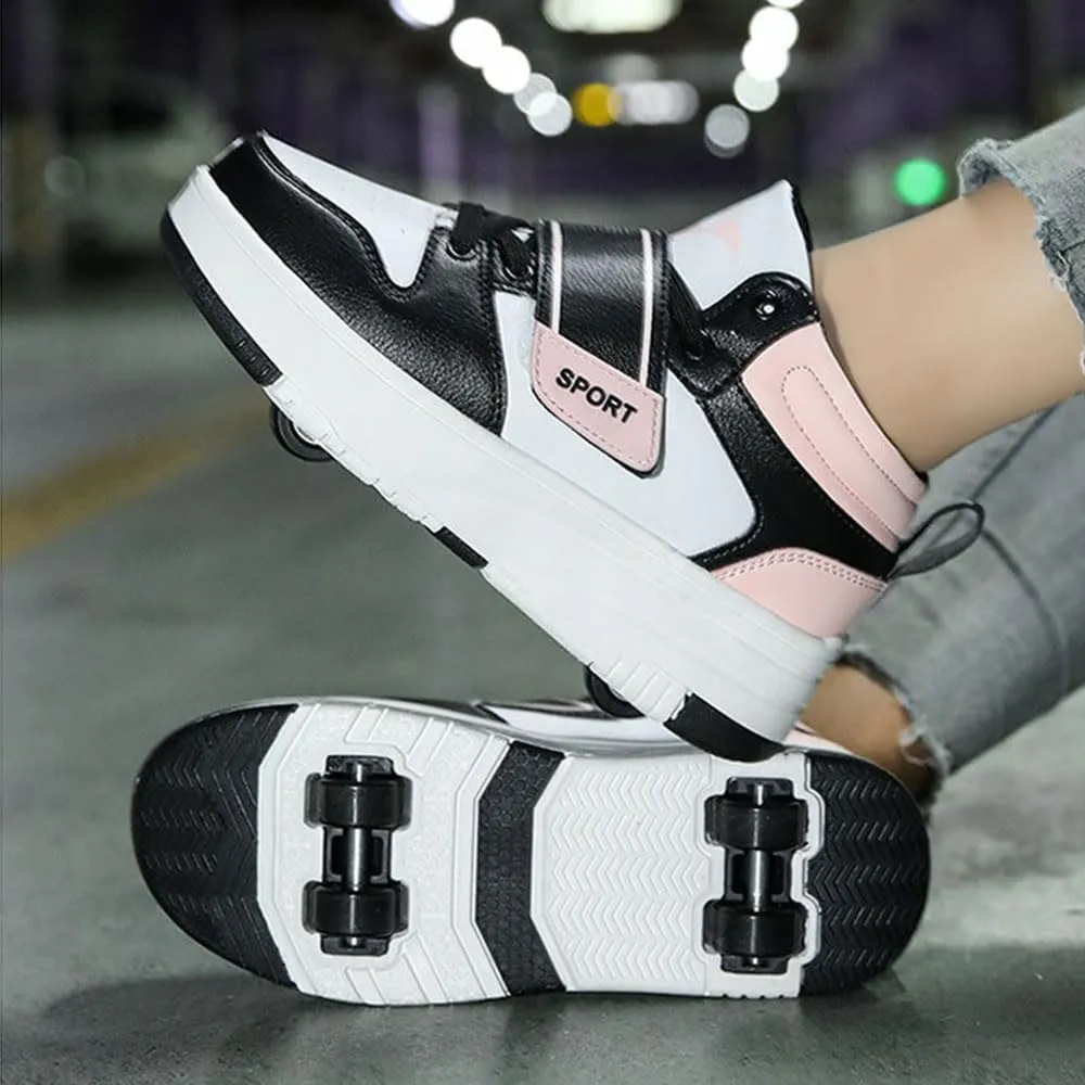 Kids Roller Skate Shoes, Outdoor Sneakers Shoes with 2 Wheels for Boys & Girls - Unisex Sport Shoes Retractable Sneakers Shoes for Birthday Children Show Gift
