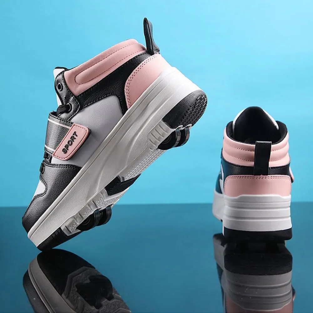 Kids Roller Skate Shoes, Outdoor Sneakers Shoes with 2 Wheels for Boys & Girls - Unisex Sport Shoes Retractable Sneakers Shoes for Birthday Children Show Gift