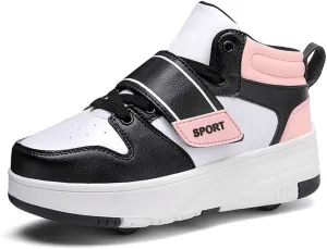 Kids Roller Skate Shoes, Outdoor Sneakers Shoes with 2 Wheels for Boys & Girls - Unisex Sport Shoes Retractable Sneakers Shoes for Birthday Children Show Gift