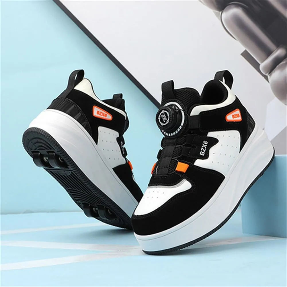 Kids Roller Skate Shoes Roller Sport Sneakers Shoes for Boys Girls Outdoor Running Sneakers with Wheels Unisex Child Retractable Sneakers Shoes for Birthday Children Show Gift