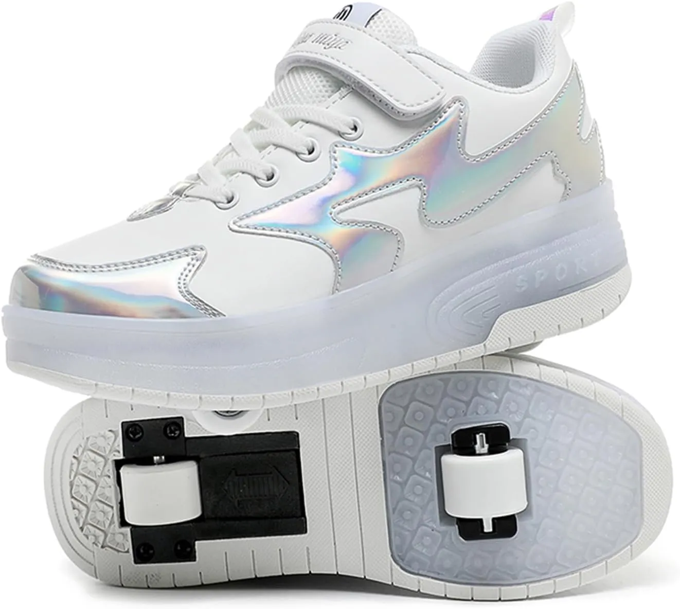 Kids Roller Skate Shoes Roller Sport Sneakers Shoes for Boys Girls Outdoor Sneakers Shoes with 2 Wheels Retractable Sneakers Shoes for Birthday Children Show Gift
