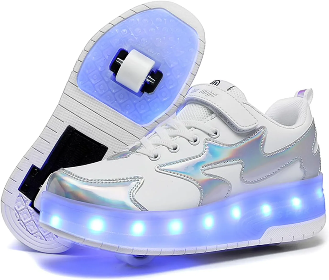 Kids Roller Skate Shoes Roller Sport Sneakers Shoes for Boys Girls Outdoor Sneakers Shoes with 2 Wheels Retractable Sneakers Shoes for Birthday Children Show Gift