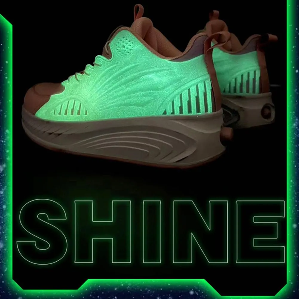 Kids Roller Skate Shoes Roller Sport Sneakers Shoes for Boys Girls Roller Sport Sneakers with 4-Wheels Unisex Child Retractable Sneakers Shoes for Birthday Children Show Gift