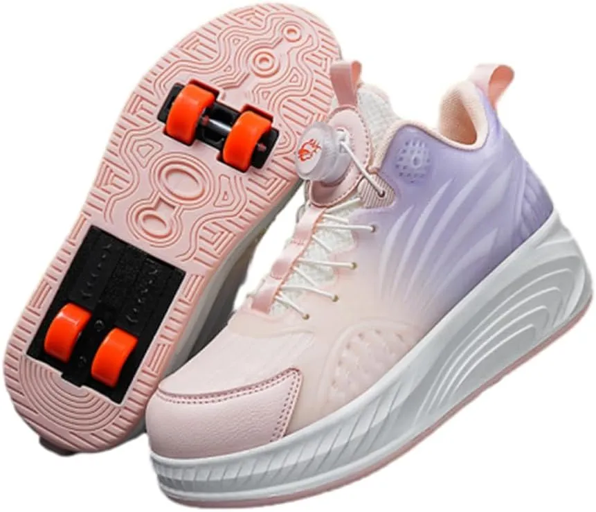 Kids Roller Skate Shoes Roller Sport Sneakers Shoes for Boys Girls Roller Sport Sneakers with 4-Wheels Unisex Child Retractable Sneakers Shoes for Birthday Children Show Gift