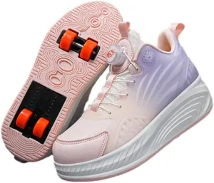 Kids Roller Skate Shoes Roller Sport Sneakers Shoes for Boys Girls Roller Sport Sneakers with 4-Wheels Unisex Child Retractable Sneakers Shoes for Birthday Children Show Gift