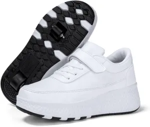 Kids Roller Skate Shoes Roller Sport Sneakers Shoes for Boys Girls with 2-Wheels Outdoor Retractable Sneakers Shoes for Birthday Children Show Gift