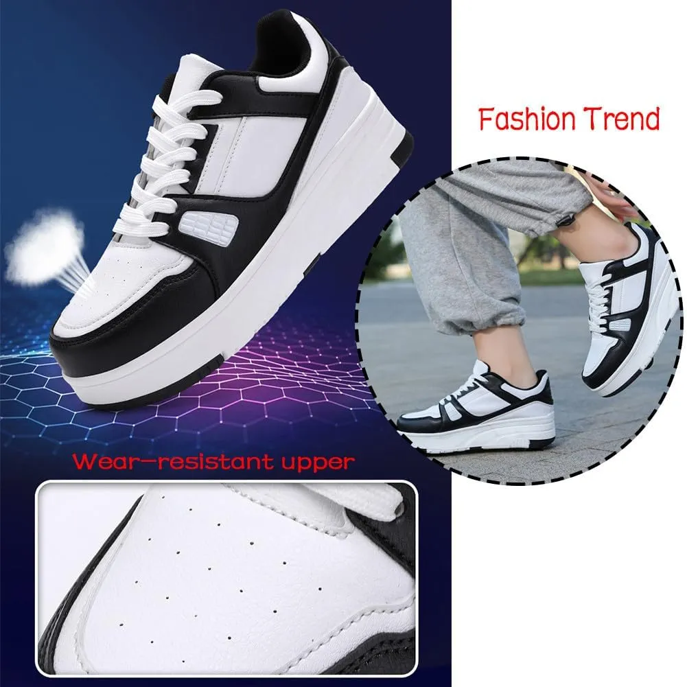 Kids Roller Skate Shoes Roller Sport Sneakers Shoes for Boys Girls with 4-Wheels Unisex Child Retractable Sneakers Shoes for Birthday Children Show Gift, 808 Pink