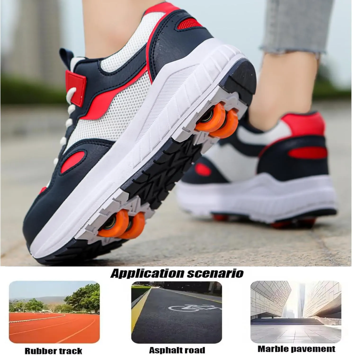 Kids Roller Skate Shoes with 4 Wheels Roller Sneakers for Boys Girls Wheeled Shoes Detachable Wheels for Party Birthday Christmas Day