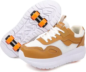 Kids Roller Skate Shoes with 4 Wheels Roller Sneakers for Boys Girls Wheeled Shoes ?Detachable Wheels for Party Birthday Christmas Day