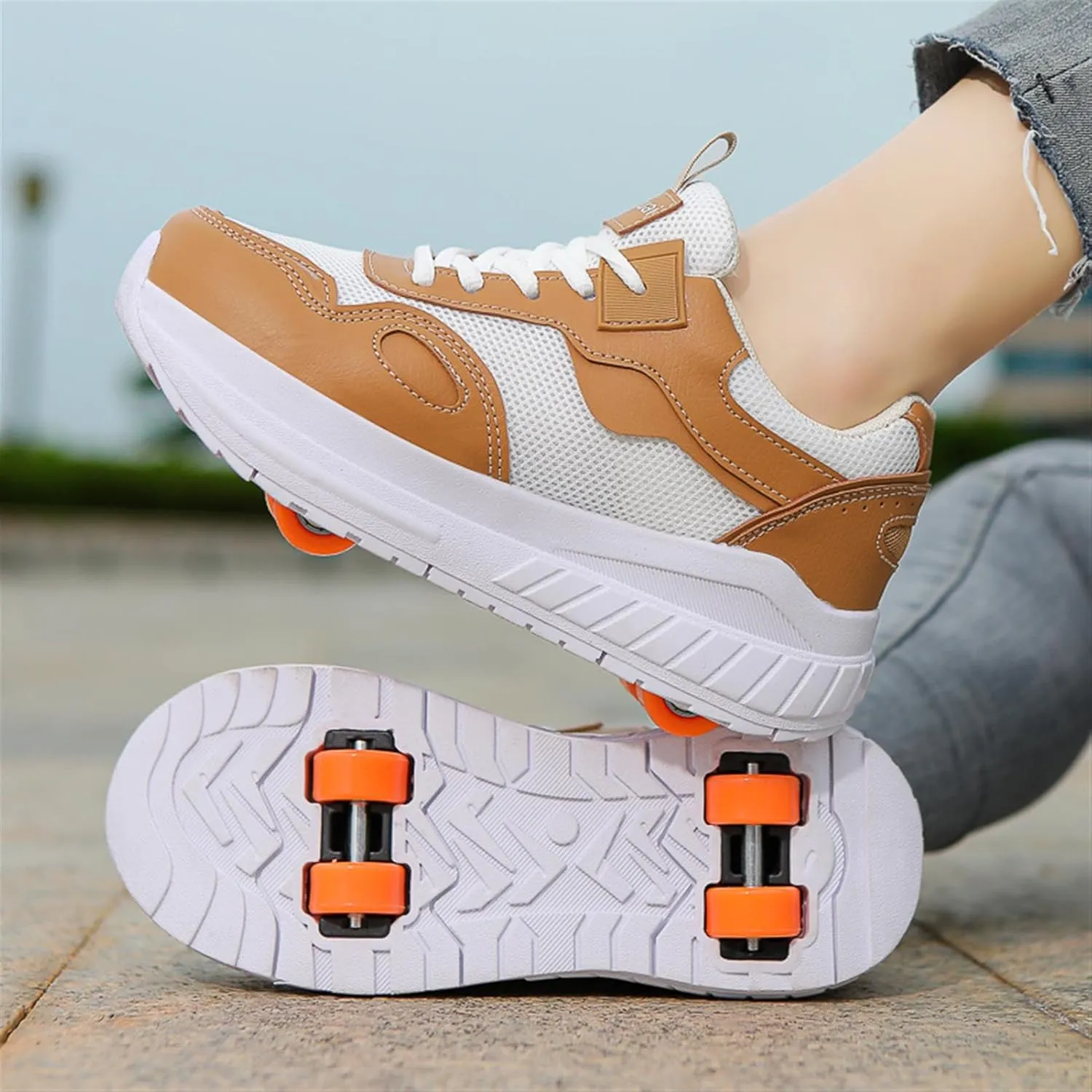 Kids Roller Skate Shoes with 4 Wheels Roller Sneakers for Boys Girls Wheeled Shoes ?Detachable Wheels for Party Birthday Christmas Day