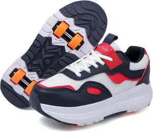 Kids Roller Skate Shoes with 4 Wheels Roller Sneakers for Boys Girls Wheeled Shoes Detachable Wheels for Party Birthday Christmas Day