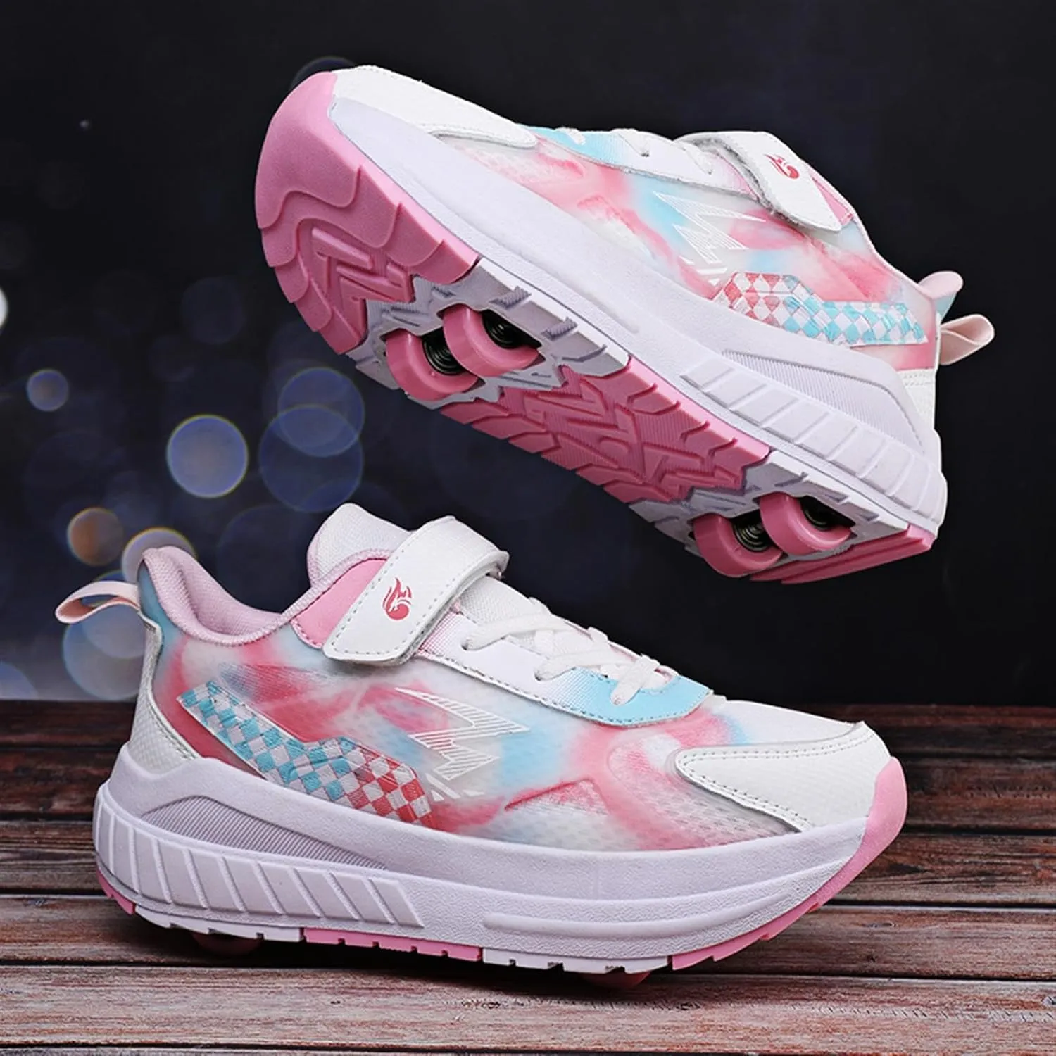 Kids Roller Skate Shoes with 4 Wheels Roller Sneakers for Boys Girls Wheeled Shoes ?Detachable Wheels for Party Birthday Christmas Day