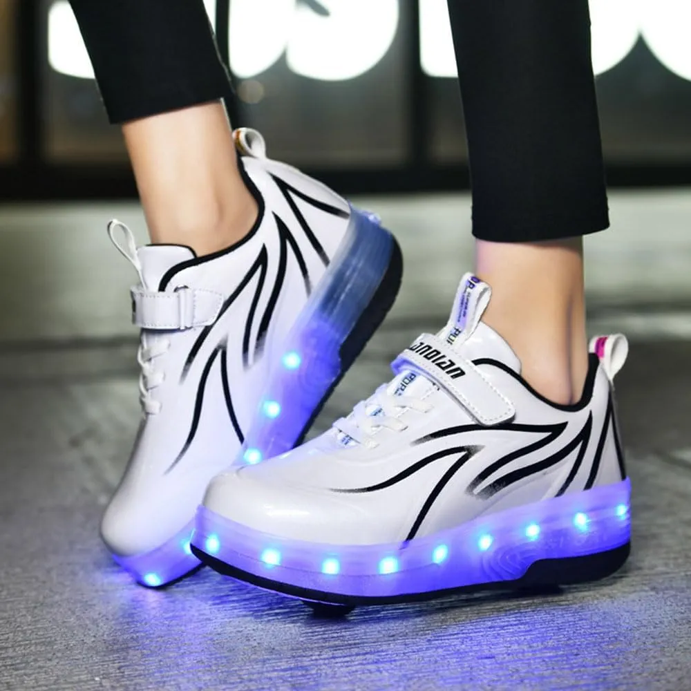 Kids Roller Skates Shoes Sneakers for Boys & Girls, Automatic Retrectable Technical Skateboarding Skates for KidsSneakers for Girls Boys Novel Gift