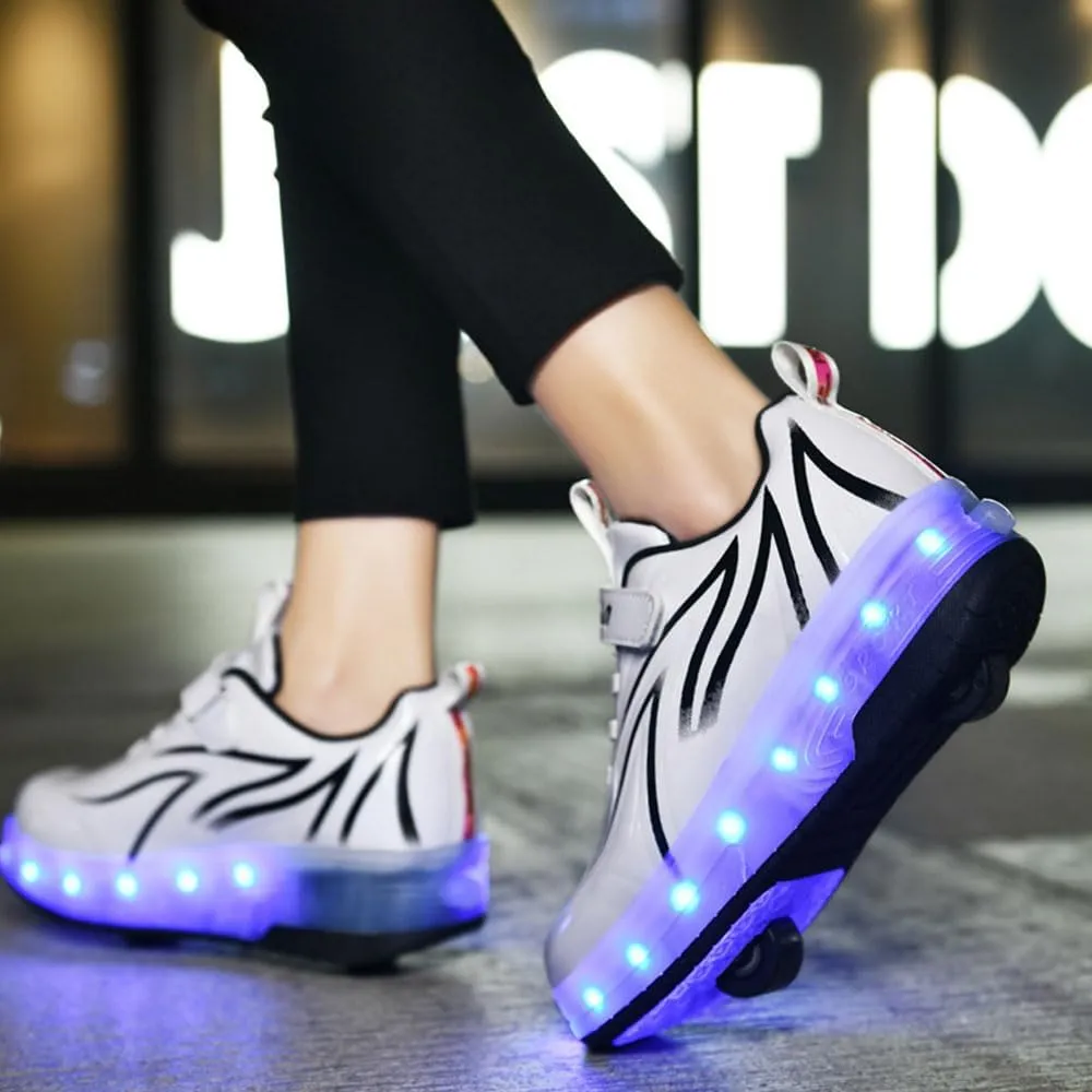 Kids Roller Skates Shoes Sneakers for Boys & Girls, Automatic Retrectable Technical Skateboarding Skates for KidsSneakers for Girls Boys Novel Gift
