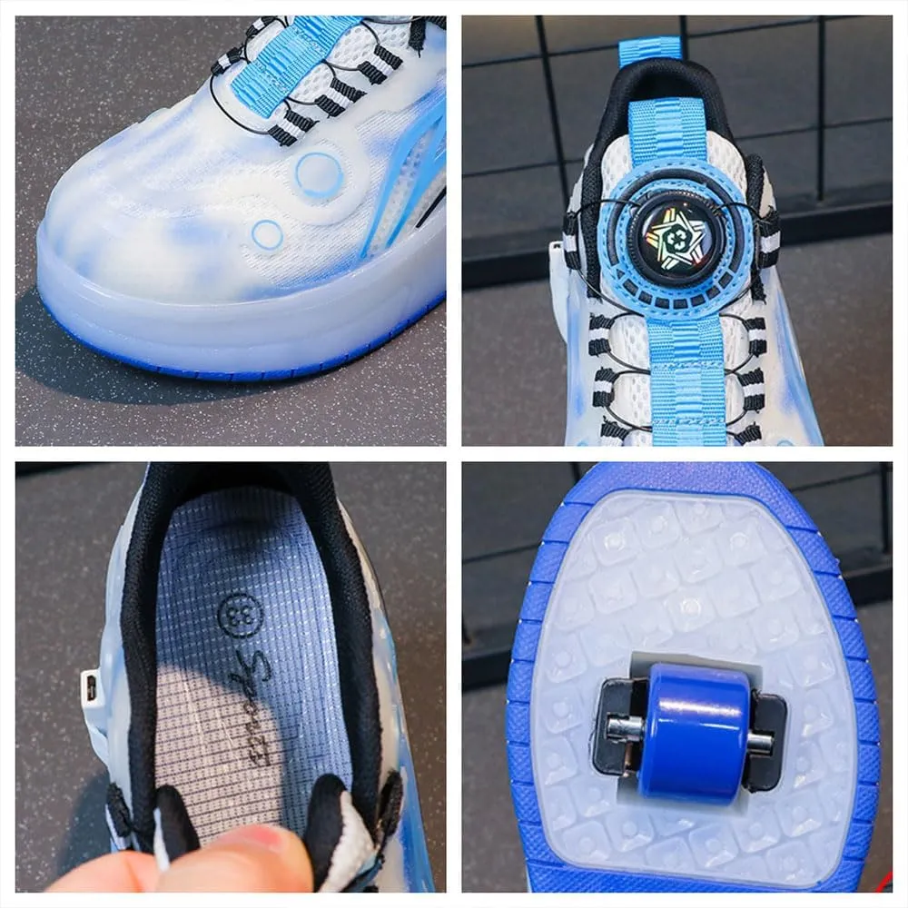 Kids Roller Skates Shoes Sneakers for Boys & Girls, Automatic Retrectable Technical Skateboarding Skates for Sneakers Basketball for Girls Boys Novel Gift