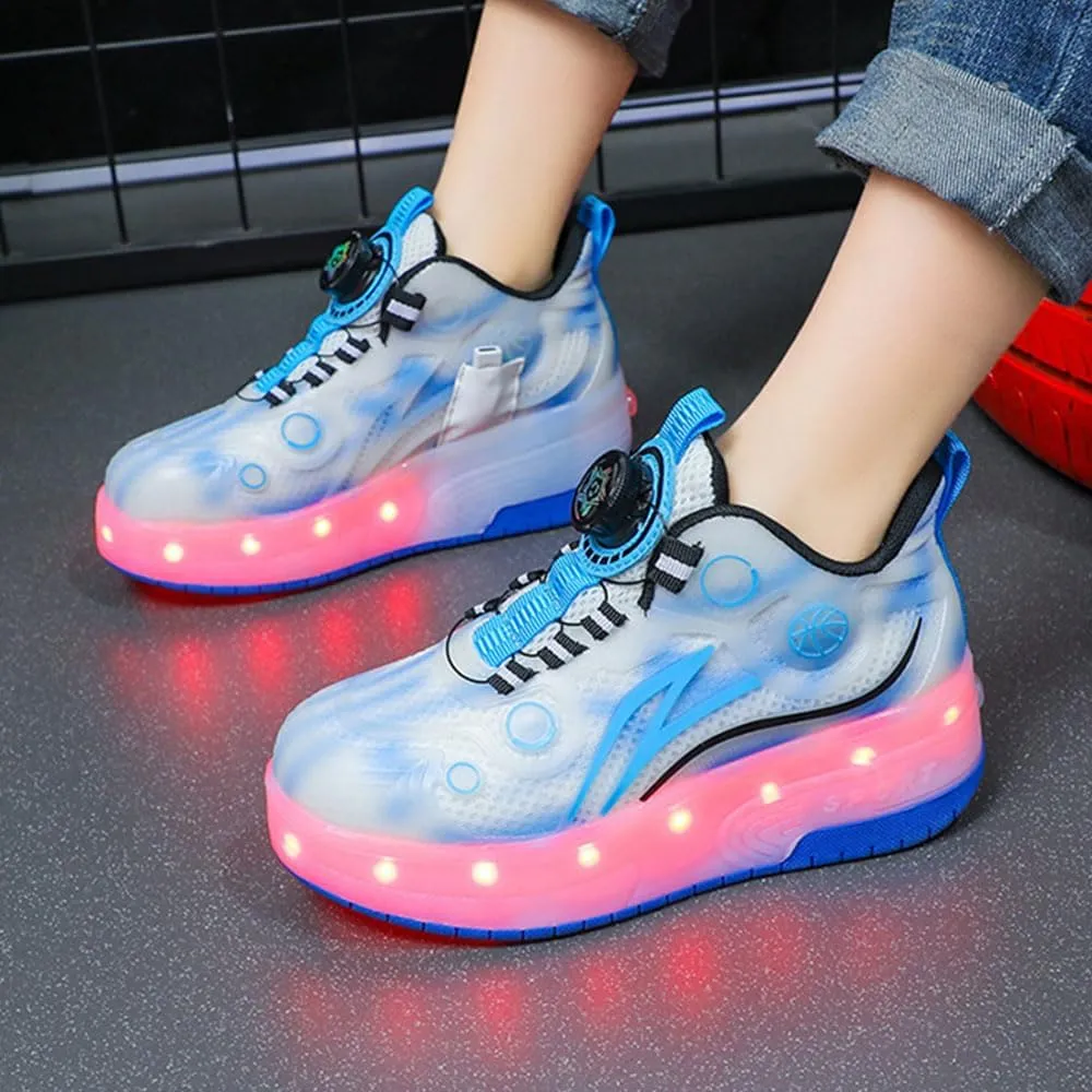 Kids Roller Skates Shoes Sneakers for Boys & Girls, Automatic Retrectable Technical Skateboarding Skates for Sneakers Basketball for Girls Boys Novel Gift