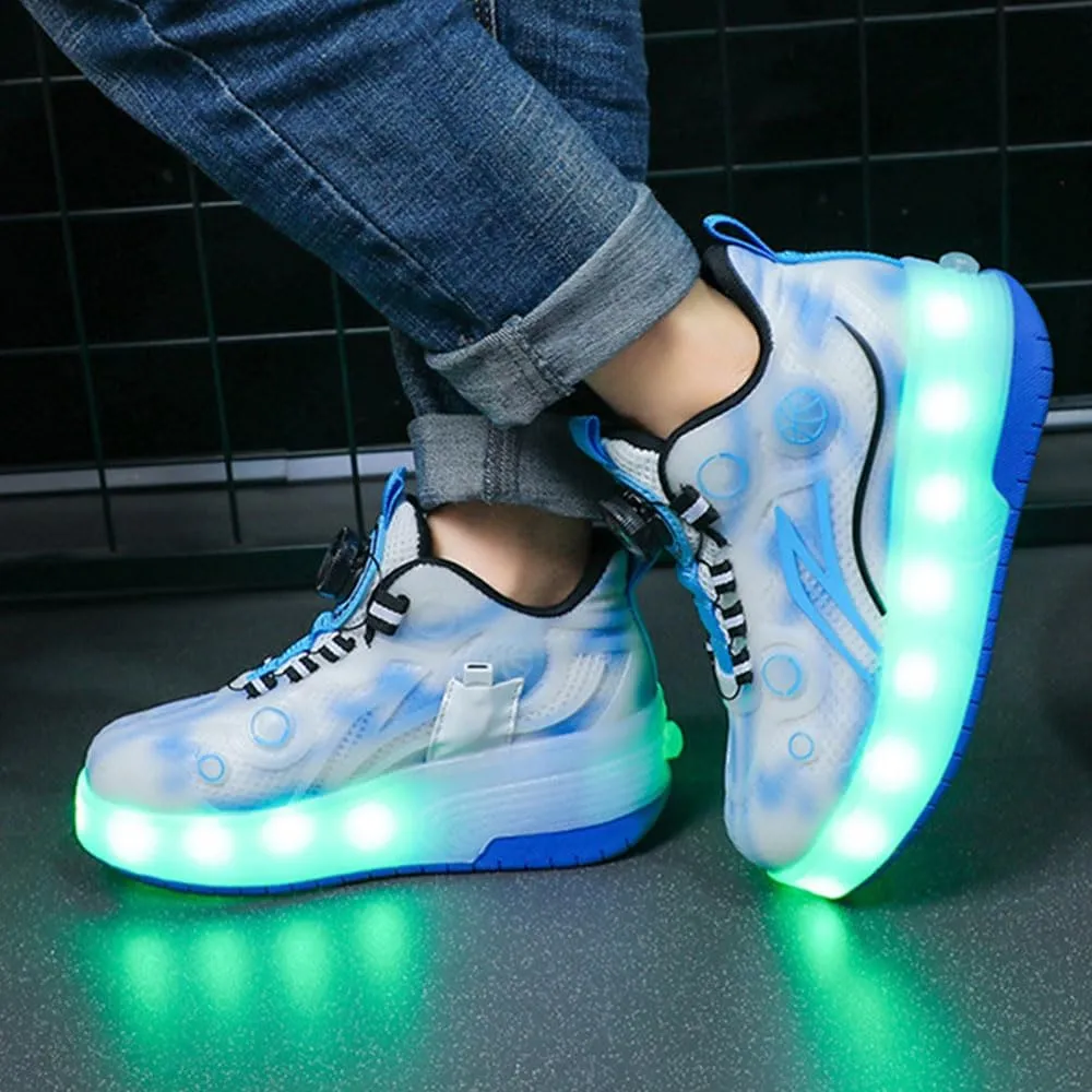 Kids Roller Skates Shoes Sneakers for Boys & Girls, Automatic Retrectable Technical Skateboarding Skates for Sneakers Basketball for Girls Boys Novel Gift