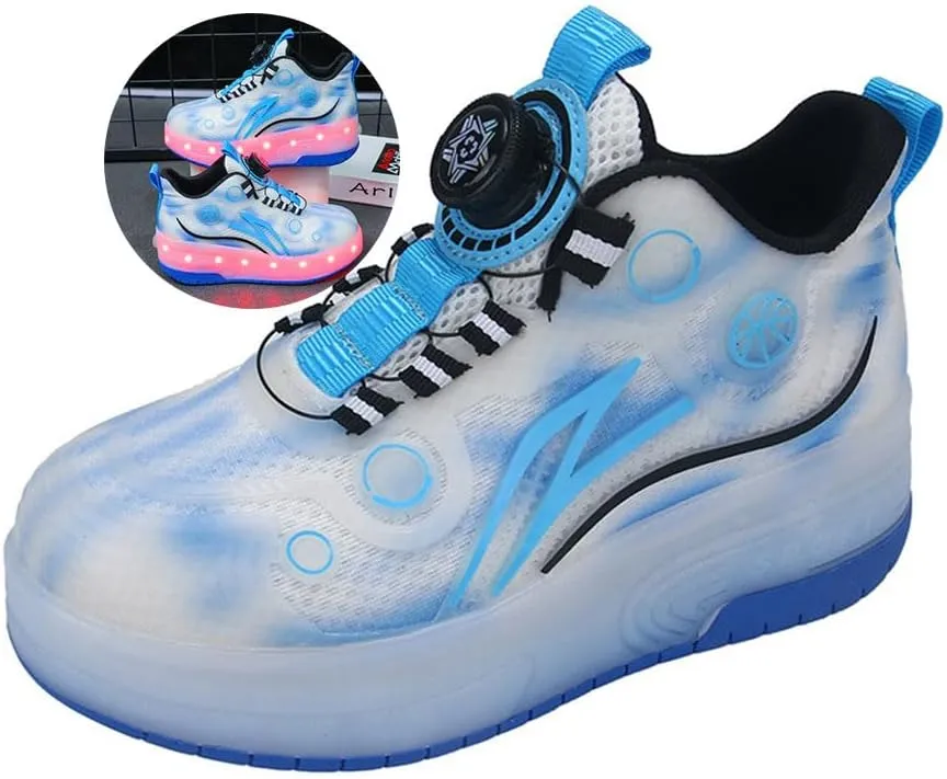 Kids Roller Skates Shoes Sneakers for Boys & Girls, Automatic Retrectable Technical Skateboarding Skates for Sneakers Basketball for Girls Boys Novel Gift