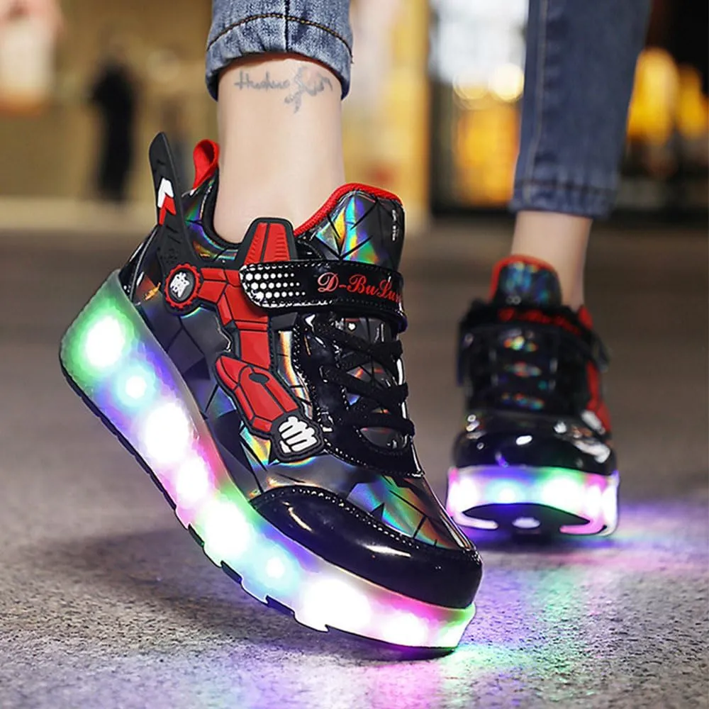 Kids Roller Skates Shoes Sneakers for Boys & Girls, Automatic Retrectable Technical Skateboarding Skates for Sneakers for Girls Boys Novel Gift - 2 Roller 27-43 Size