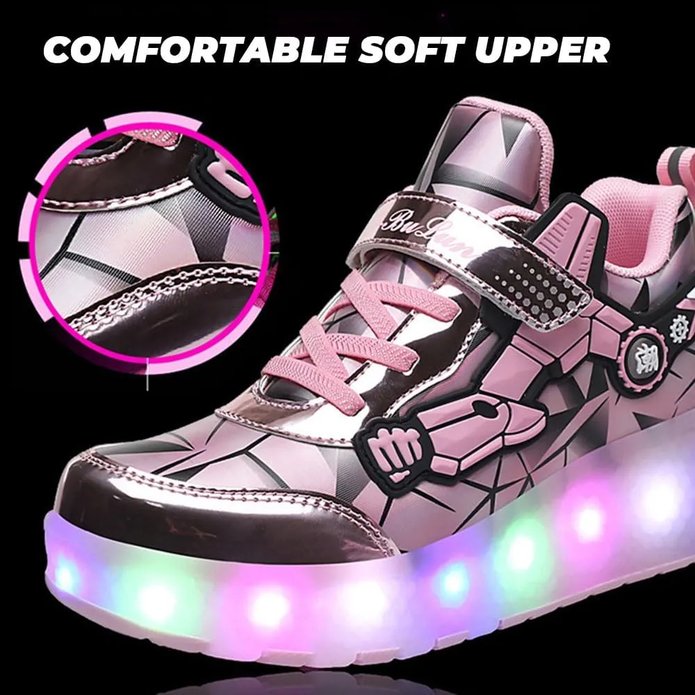 Kids Roller Skates Shoes Sneakers for Boys & Girls, Automatic Retrectable Technical Skateboarding Skates for Sneakers for Girls Boys Novel Gift - 2 Roller 27-43 Size