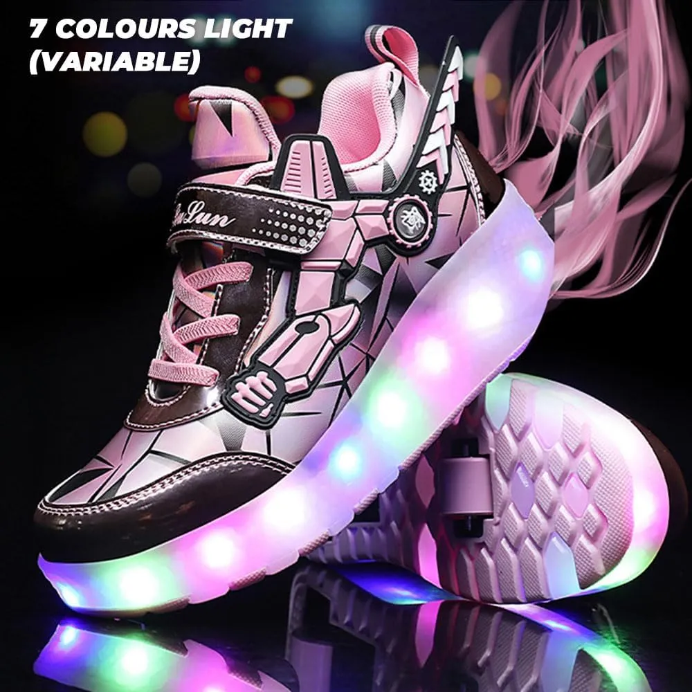 Kids Roller Skates Shoes Sneakers for Boys & Girls, Automatic Retrectable Technical Skateboarding Skates for Sneakers for Girls Boys Novel Gift - 2 Roller 27-43 Size