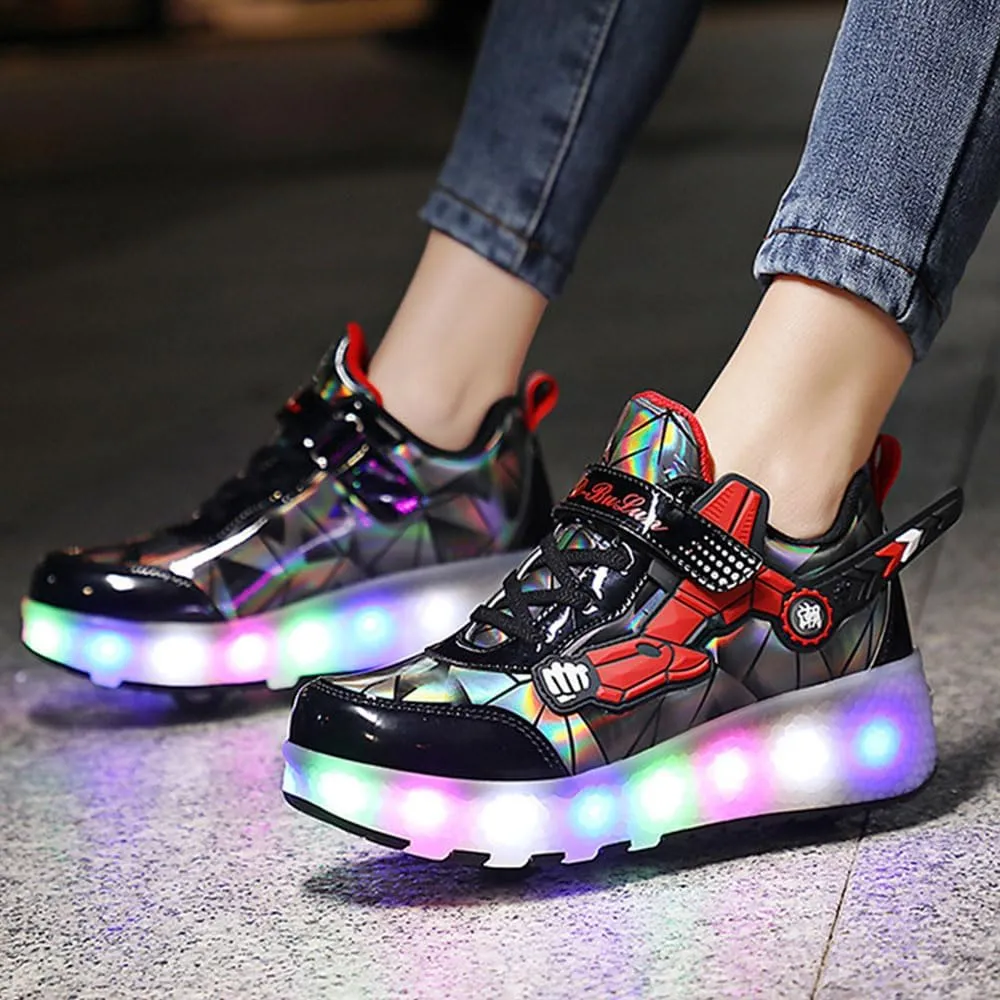 Kids Roller Skates Shoes Sneakers for Boys & Girls, Automatic Retrectable Technical Skateboarding Skates for Sneakers for Girls Boys Novel Gift - 2 Roller 27-43 Size