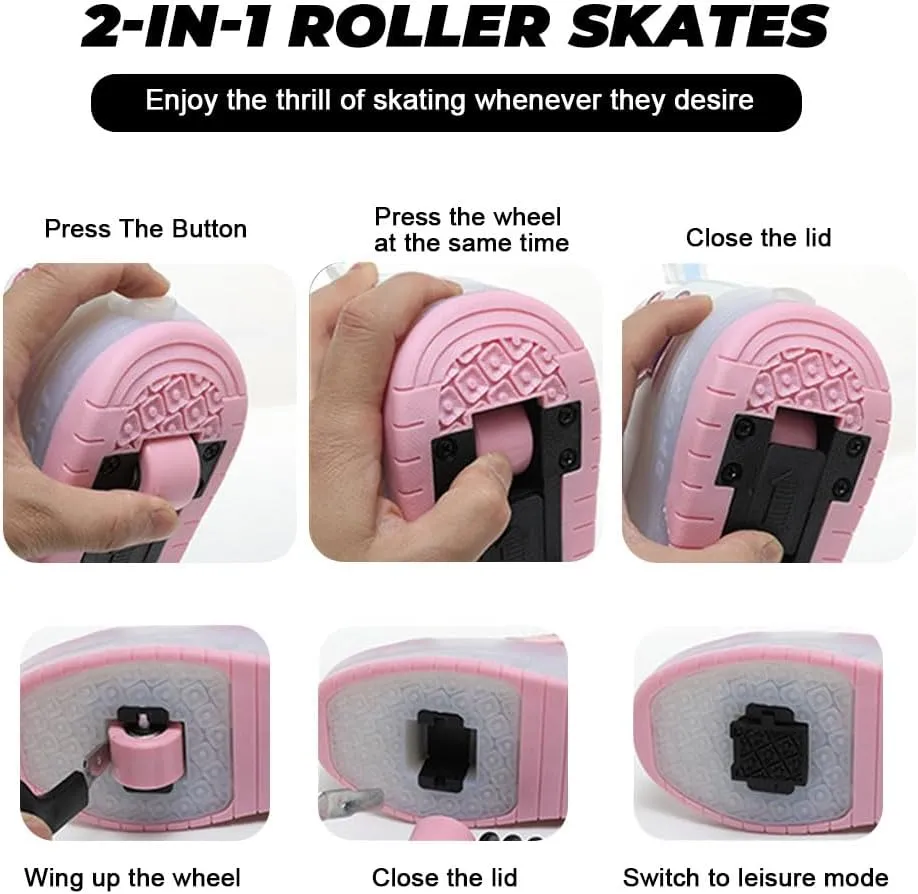 Kids Roller Skates Shoes Sneakers for Boys & Girls, Automatic Retrectable Technical Skateboarding Skates for Sneakers for Girls Boys Novel Gift - 2 Roller