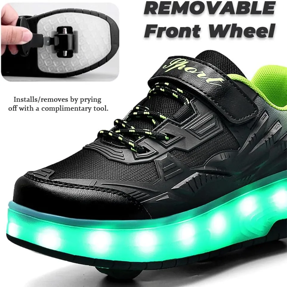 Kids Roller Skates Shoes Sneakers for Boys & Girls, Automatic Retrectable Technical Skateboarding Skates for Sneakers for Girls Boys Novel Gift - 2 Roller