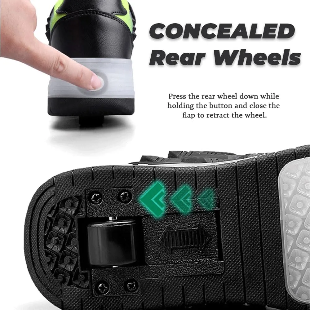 Kids Roller Skates Shoes Sneakers for Boys & Girls, Automatic Retrectable Technical Skateboarding Skates for Sneakers for Girls Boys Novel Gift - 2 Roller