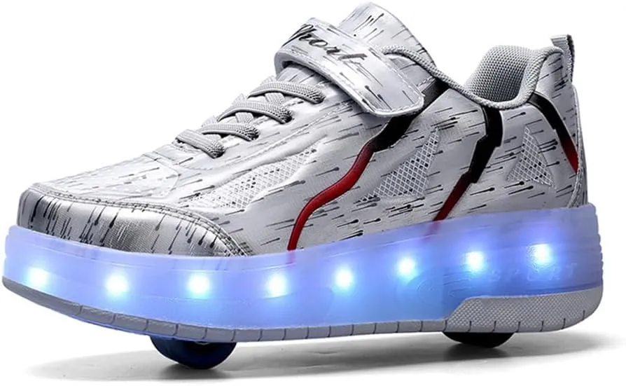 Kids Roller Skates Shoes Sneakers for Boys & Girls, Automatic Retrectable Technical Skateboarding Skates for Sneakers for Girls Boys Novel Gift - 2 Roller