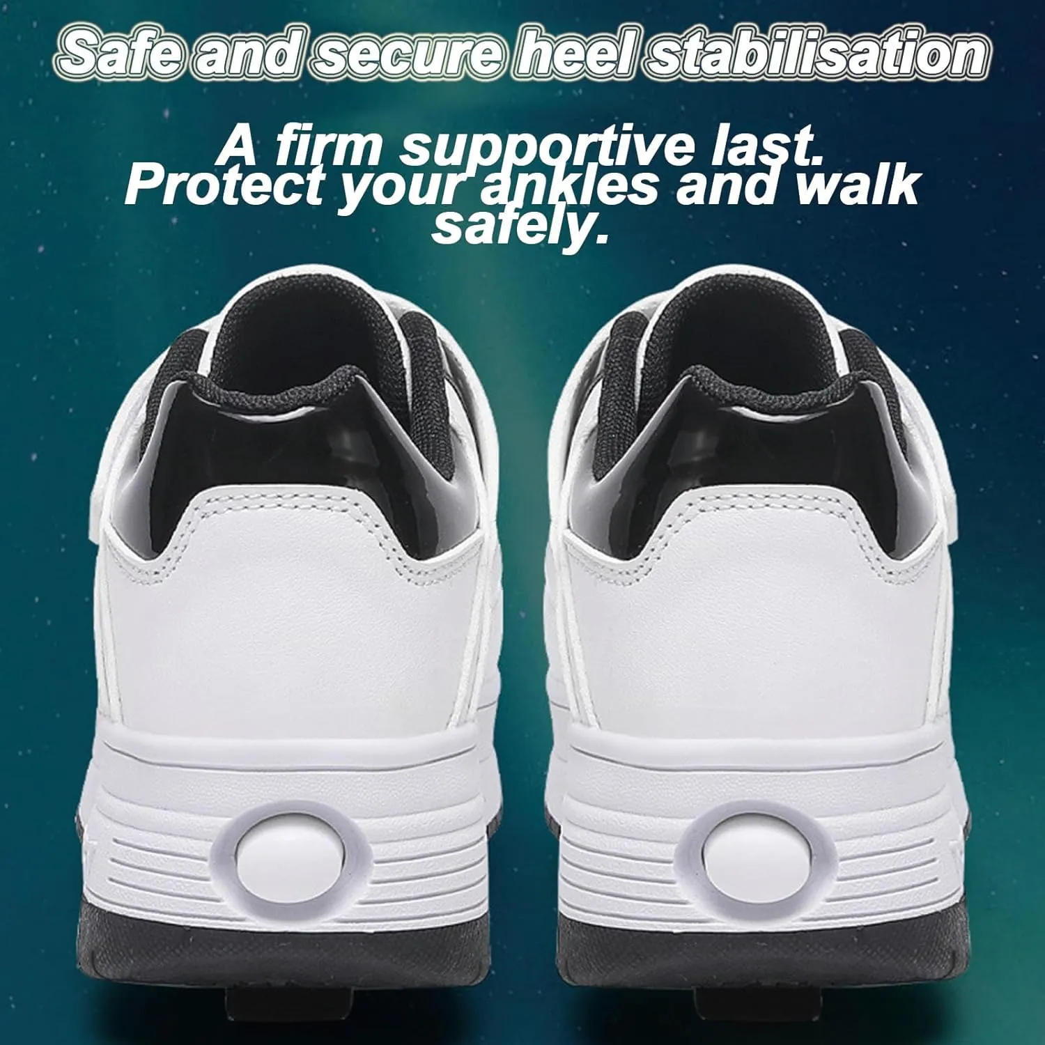 Kids Roller Skates Shoes Sneakers for Boys & Girls, Classic Colours Parkour Shoes with 2-Wheels Unisex Skateboarding Shoe Retractable Skating Shoes for Children's Students Sports Play
