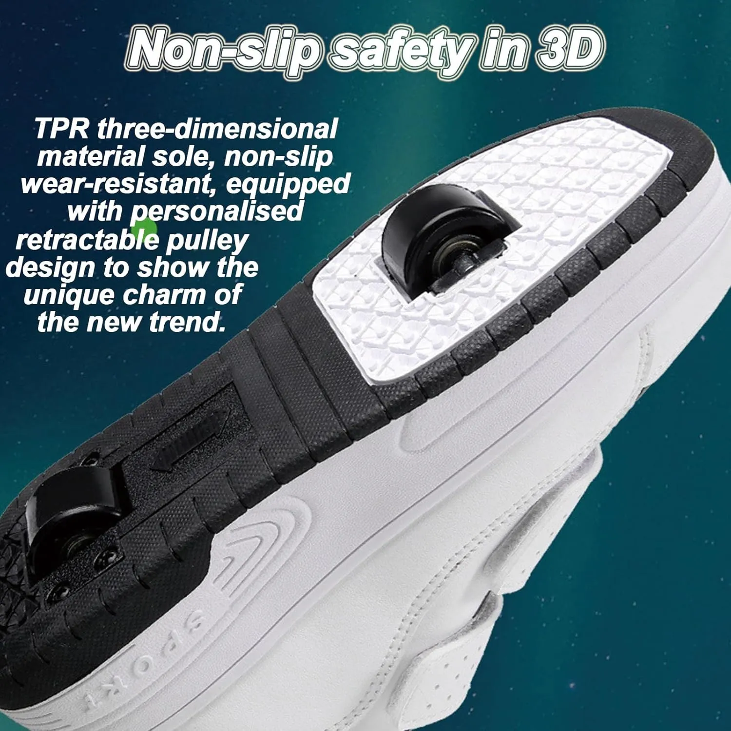 Kids Roller Skates Shoes Sneakers for Boys & Girls, Classic Colours Parkour Shoes with 2-Wheels Unisex Skateboarding Shoe Retractable Skating Shoes for Children's Students Sports Play